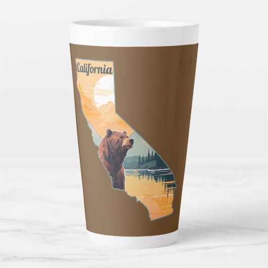Californië Outline Beer Mountains Latte Mok (Voorkant)