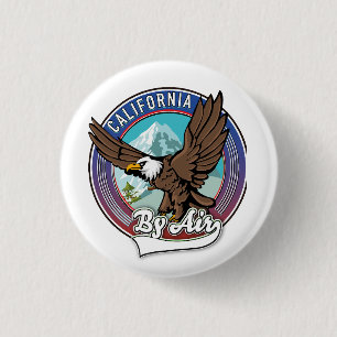 Californië per vliegtuig reis patch ronde button 3,2 cm