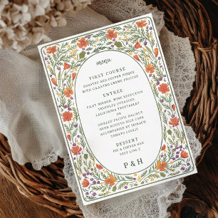 Californië Poppies Geïllustreerde Dinner Menu Kaar Kaart