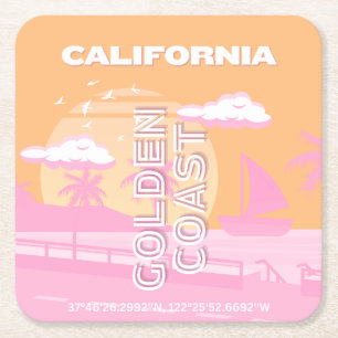 Californië, Reiskunst, Preppy, Preppy Reizen Vierkante Kartonnen Onderzetter