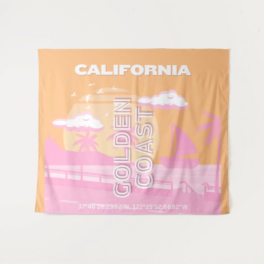 Californië, Reiskunst, Preppy, Preppy Reizen Wandkleed (Voorkant (horizontaal))