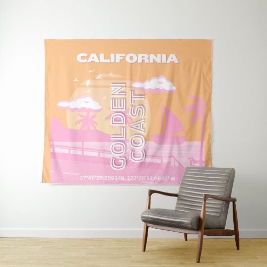Californië, Reiskunst, Preppy, Preppy Reizen Wandkleed (In Situ (horizontaal))