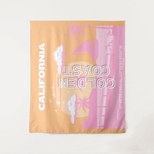 Californië, Reiskunst, Preppy, Preppy Reizen Wandkleed (Voorkant)