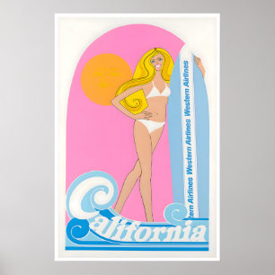 Californië Reisposter Surf Art Western Poster