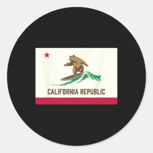 Californië Republiek Beer Surfen-staatsvlag Inspir Ronde Sticker