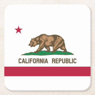 Californië Republiek Staatsvlag Vierkante Kartonnen Onderzetter