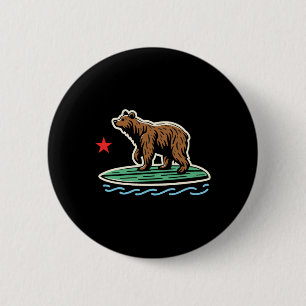 Californië Republiek Strand Beer Surfplank Surfen Ronde Button 5,7 Cm