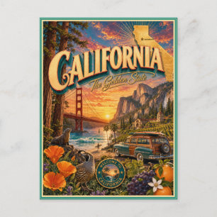 Californië Retro Reis Souvenir Prentbriefkaart Briefkaart