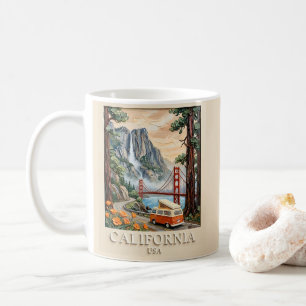 Californië Road Trip Vintage 3D Textuur Landschap Koffiemok