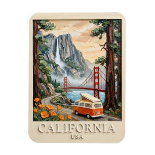 Californië Road Trip Vintage 3D Textuur Landschap Magneet