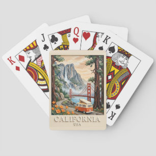 Californië Road Trip Vintage 3D Textuur Landschap Pokerkaarten