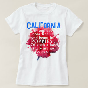 Californië Romantisch Mooi Poppies Patriottisch T-shirt