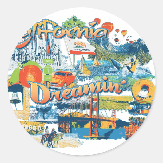 Californië Ronde Sticker (Voorkant)