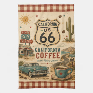 Californië Route 66 Coffee Road Trip Kunst Theedoek