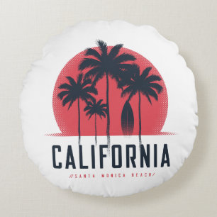Californië Santa Monica Beach Retro Palmboom Rond Kussen