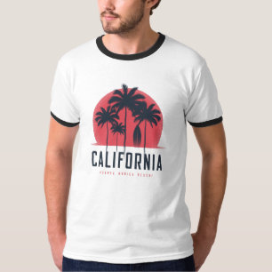 Californië Santa Monica Beach Retro Palmboom T-shirt