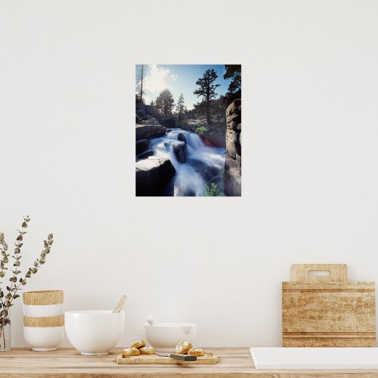 Californië, Sierra Nevada bergen, A waterval Poster (Keuken)