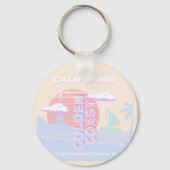 Californië, Strand, Reiskunst, Preppy, Pastel Sleutelhanger (Achterkant)