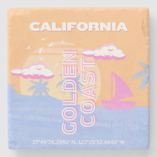 Californië, Strand, Reiskunst Stenen Onderzetter
