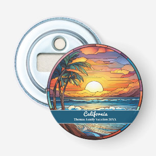 Californië Sunset Beach Vakantie Button Flesopener