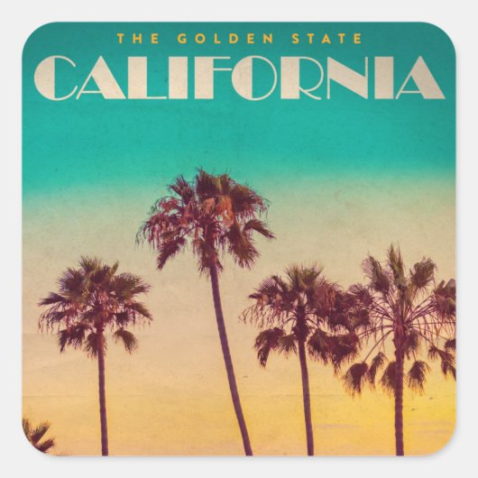  Californië Sunset Beach Vierkante Sticker (Voorkant)
