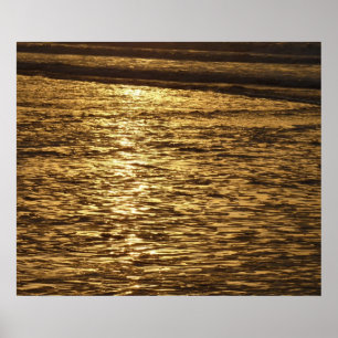 Californië Sunset Waves Ocean Seascape Poster