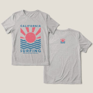 Californië Surfen Zonsondergang Vintage Kunst Tri-Blend Shirt