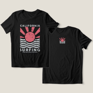 Californië Surfen Zonsondergang Vintage Kunst Tri-Blend Shirt