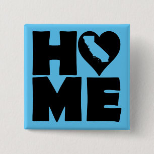 Californië Thuis Hart Staat Knop Badge Speld Vierkante Button 5,1 Cm