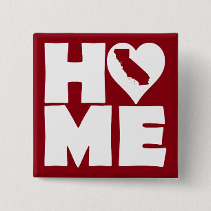 Californië Thuis Hart Staat Knop Badge Speld Vierkante Button 5,1 Cm