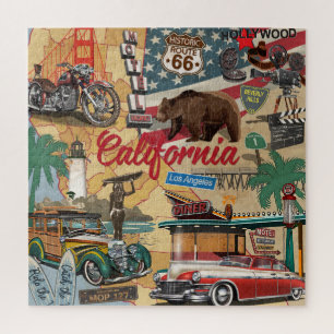 Californië: toeristische attracties kaart. Legpuzzel