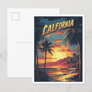 Californië USA Vintage Illustratie Reizen Briefkaart