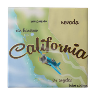 Californië USA vintage kaart en reisaffiche Tegeltje