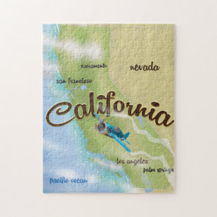 Californië USA vintage kaart en reisposter Legpuzzel