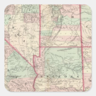 Californië, Utah, Nevada, Colorado Vierkante Sticker