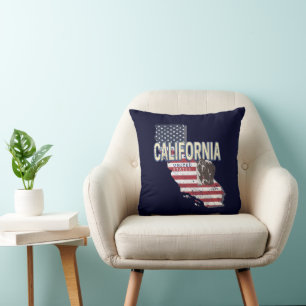 Californië Verenigde Staten Retro State Kaart Kussen