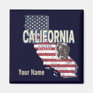 Californië Verenigde Staten Retro State Kaart  Magneet
