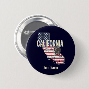 Californië Verenigde Staten Retro State Kaart Ronde Button 5,7 Cm