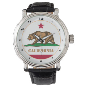 Californië & Vlag, Californië mode VS/design Horloge