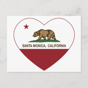 californië vlag santa monica hart briefkaart