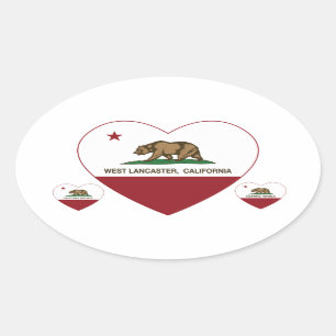 Californië vlag West Lancaster hart Ovale Sticker