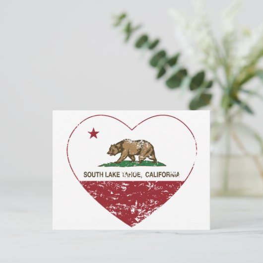 californië vlag zuid tahoe - hart zwaar getroffen briefkaart (Staand voorkant)