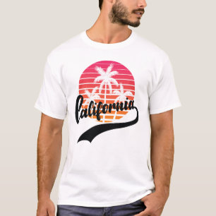 Californië Zomer Retro Zonsondergang Heren T-Shirt