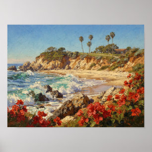 Californisch Strand   Impressionistische Kustkunst Poster