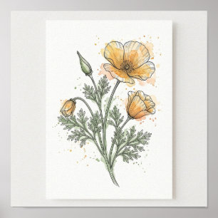 Californische botanische illustratie vierkante pos poster