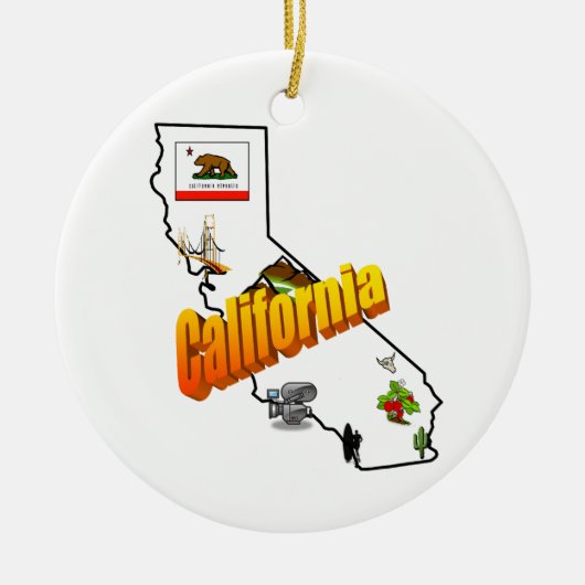 Californische kerstboomversiering keramisch ornament (Voorkant)