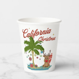 Californische kerstpalmboom en rendieren papieren bekers