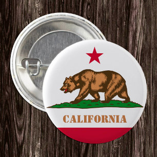 Californische knop, Californische vlag Ronde Button 3,2 Cm