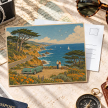 Californische kustweg reis vintage schilderkunst