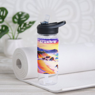 Californische kustzonsondergang - speciaal geperso waterfles